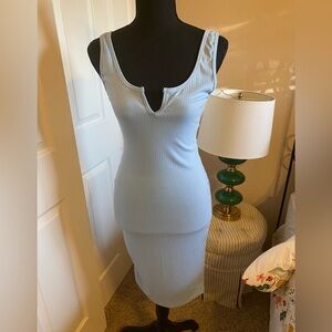 Nwt Ribbed Tank Dress (bodycon) - baby blue